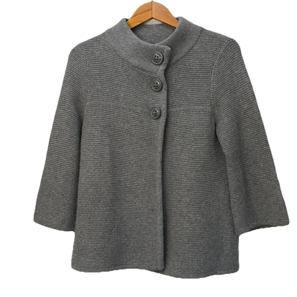 Fenn Wright Manson Angora Shawl Cardigan Sweater‎ Gray Medium Button Knit